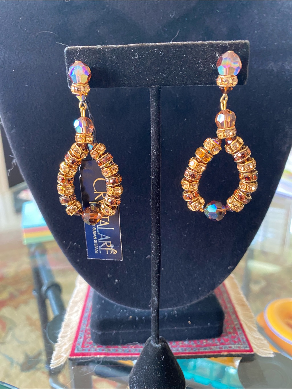 Glamorous Gold Crystal Teardrop Earrings By Ciner